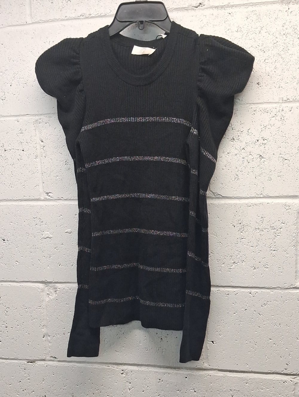 NWT Womens Black Puff-Sleeve Knit Top